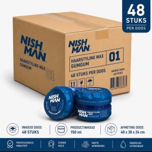 Nishman Hair Styling Wax 01 Gumgum 48 stuks