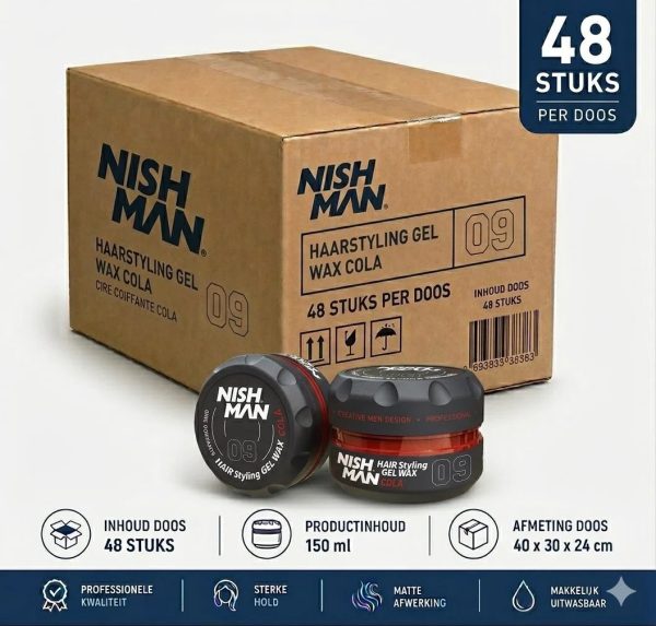 Nishman Hair Styling Wax 09 Cola 48 stuks